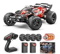 YESHIN Voitures RC 1:14 pour Adultes, Camion Monstre Électrique Tout-Terrain Max 40 km/h, Voiture RC Haute Vitesse Imperméable 4WD Télécommandée avec 2*Batterie, Rouge