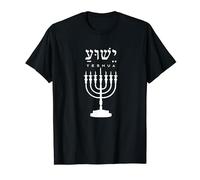 Yeshua HaMashiach Lettre hébraïque Nom de Jésus Centre Menorah T-Shirt