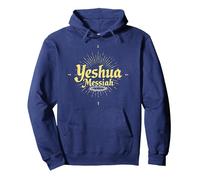 Yeshua Messiah Radiant Faith Homme Inspiration chrétienne Sweat à Capuche, Unisexe pour Adultes, Bleu Marine, L