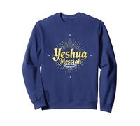 Yeshua Messiah Radiant Faith Homme Inspiration chrétienne Sweatshirt, Unisexe pour Adultes, Bleu Marine, S
