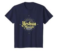 Yeshua Messiah Radiant Faith Homme Inspiration chrétienne T-Shirt, Enfant, Bleu Marine, 10 Ans