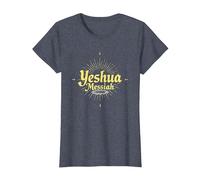 Yeshua Messiah Radiant Faith Homme Inspiration chrétienne T-Shirt, Femme, Bleu Chiné, M