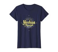 Yeshua Messiah Radiant Faith Homme Inspiration chrétienne T-Shirt, Femme, Bleu Marine, L