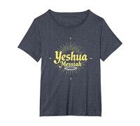 Yeshua Messiah Radiant Faith Homme Inspiration chrétienne T-Shirt, Femme Grandes Tailles, Bleu Chiné, 5X