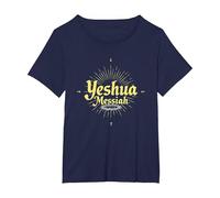 Yeshua Messiah Radiant Faith Homme Inspiration chrétienne T-Shirt, Femme Grandes Tailles, Bleu Marine, 5X