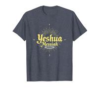 Yeshua Messiah Radiant Faith Homme Inspiration chrétienne T-Shirt, Homme, Bleu Chiné, 3XL