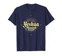 Yeshua Messiah Radiant Faith Homme Inspiration chrétienne T-Shirt, Homme, Bleu Marine, M