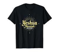 Yeshua Messiah Radiant Faith Homme Inspiration chrétienne T-Shirt, Homme, Noir, S