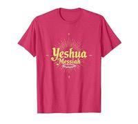 Yeshua Messiah Radiant Faith Homme Inspiration chrétienne T-Shirt, Homme, Rouge Chiné, L