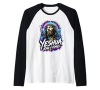 Yeshua Roi des Rois Art Typographique Audacieux Jesus Jésus Manche Raglan