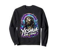 Yeshua Roi des Rois Art Typographique Audacieux Jesus Jésus Sweatshirt