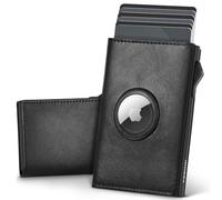 YESIIW Airtag Portefeuille Homme très Compact et Grande Capacité Pop up Portefeuilles et Porte-Cartes avec 12 Cartes Porte Carte Airtag avec Protection RFID & sans Porte-Monnaie (Noir Brillant)