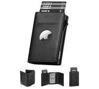 YESIIW AirTag Portefeuille pour homme : étui à cartes pop-up en cuir de qualité supérieure, support sécurisé pour Apple Air Tag, intelligent, blocage RFID, fin, minimaliste, fin, capacité de 8 à 10