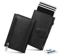 YESIIW Portefeuilles et Porte-Cartes avec Grande Capacité Pop-up Porte Carte pour 10 Cartes, Portefeuille Homme avec Monnaie, Billet & ID Fenêtres, Protection RFID & Fermeture Magnétique (Noir)