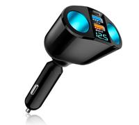 Yesimola Chargeur Voiture Allume Cigare USB,Double Prise Allume Cigare 12v, 20W Charge Rapide 3.0 Chargeur de Voiture Double USB avec LED Voltmètre pour téléphone Portable GPS Dash Cam et Plus