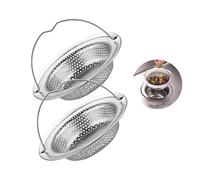 Yesimola Filtre à Évier en Acier Inoxydable avec Poignée Relevable 2 Pcs, Bouchon Evier Cuisine, Filtre Cheveux Douche, Grille Evier Cuisine pour Douche, Baignoire, Cuisine(11 x 8 x 2 cm)