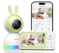 YESIMOM 1080P Babyphone Camera 360° PTZ, Baby Phone avec Caméra Vidéo et Audio APP, Vision Nocturne Infrarouge, Zoom 4X, Détection de Mouvement/Son Suivi Automatique, Alarmes de Zone