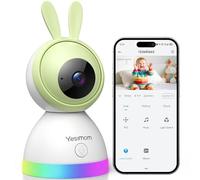 YESIMOM 1080P Babyphone Camera 360° PTZ, Baby Phone avec Caméra Vidéo et Audio APP, Vision Nocturne Infrarouge, Zoom 4X, Détection de Mouvement/Son Suivi Automatique, Alarmes de Zone(Aucun Moniteur