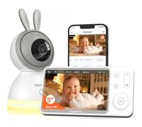 YESIMOM 2K/5" Babyphone Camera Bébé, Baby Phone Vidéo Connect Smartphone | 360° PTZ, Veilleuses Colorées, Zone Personnalisée/Alertes Intelligentes/Suivi Automatique, Zoom 4X