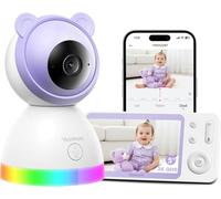 YESIMOM 2K 5" Babyphone Camera, PTZ 360° Baby Phone Vidéo avec Application Téléphone, Veilleuses Colorées, Surveillance des Mouvements & Suivi Automatique, Zone d'Alarme Personnalisée, Zoom 4X