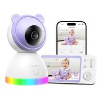 YESIMOM 2K 5" Babyphone Camera, PTZ 360° Baby Phone Vidéo avec Application Téléphone, Veilleuses Colorées, Surveillance des Mouvements & Suivi Automatique, Zone d'Alarme Personnalisée, Zoom 4X