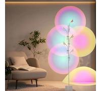 YESINTO Lampadaire Sur Pied Salon,Lampadaire LED 5 Têtes avec Changement de Couleur RGB,Interrupteur à Pied,15W,Blanc Chaud 3000K,Col de Cygne 360°,pour Lampe Ambiance Salon,Chambre,Bureau