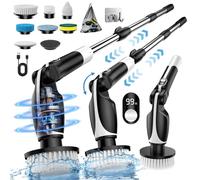 Yesiview Brosse Nettoyage Electrique Rotative-Brosse de Nettoyage Electrique avec 7 Têtes, à Angle Réglable IPX7, Manche Extensible Brosse Nettoyante pour Salle de Bain, Cuisine et Voiture