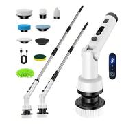 Yesiview Brosse Nettoyage Electrique Rotative -Brosse de Nettoyage Electrique avec 8 Têtes, 3 Vitesses Manche Extensible Rechargeable Brosse Nettoyage pour Salle de Bain, Cuisine et Voiture