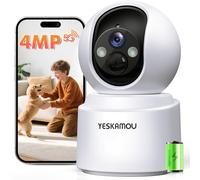 YESKAMOU 2.5K 4MP Camera Surveillance WiFi Interieur sans Fil, 360° Caméra Batterie (2.4G/5G), Vision Nocturne Couleur, Audio Bidirectionnel, Détection de Mouvement, pour de Bébé/Animaux/Domestique
