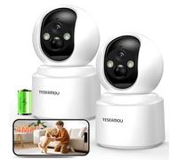 YESKAMOU 2.5K 4MP Camera Surveillance WiFi Interieur sans Fil, 360° Caméra Batterie (2.4G/5G), Vision Nocturne Couleur, Audio Bidirectionnel, Détection de Mouvement, pour de Bébé/Animaux/Masion-2PCS