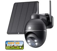 YESKANO 24/7 Enregistrement AOV 4G Camera Surveillance Exterieur sans Fil, 2K 3MP Carte eSIM Virtuelle & 5W Panneau Solaire 360°PTZ Caméra 4G, Détection PIR, 20M Vision Nocturne, Audio Bidirectionnel