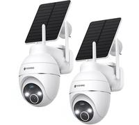 YESKANO 2K Camera Surveillance WiFi Exterieure sans Fil, Panneau Solaire 360° PTZ Caméra Exterieur sans Fil Solaire Batterie 2,4 GHz, Vision Nocturne Couleur, Détection PIR, Audio Bidirectionnel -2Pcs
