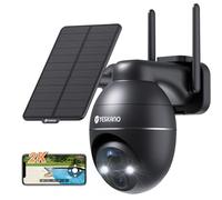 YESKANO 2K Camera Surveillance WiFi Exterieure sans Fil Solaire 360° PTZ Caméra Exterieur Solaire Batterie 2,4 GHz, Vision Nocturne Couleur, Détection PIR, Audio Bidirectionnel Noir