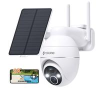 YESKANO 2K Camera Surveillance WiFi Exterieure sans Fil Solaire 360° PTZ Caméra Exterieur Solaire Batterie 2,4 GHz, Vision Nocturne Couleur, Détection PIR, Audio Bidirectionnel Blanc