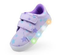 YESKIS Vivaki Chaussures lumineuses en toile à DEL pour garçons et filles - Baskets décontractées pour tout-petits - Taille 5-12, Purple Star Light Up Chaussures, 25 EU