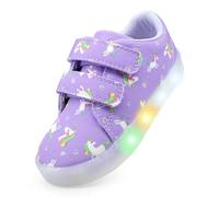 YESKIS Vivaki Chaussures lumineuses en toile à DEL pour garçons et filles - Baskets décontractées pour tout-petits - Taille 5-12, Chaussures lumineuses Violet Clair, 30 EU