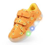 YESKIS Vivaki Chaussures lumineuses en toile à DEL pour garçons et filles - Baskets décontractées pour tout-petits - Taille 5-12, Orange Fox Chaussures lumineuses, 26 EU