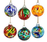 Yeskyltd Lot de 6 boules de sorcière en verre soufflé à la main - Décoration de jardin à suspendre pour l'intérieur et l'extérieur - 6 cm