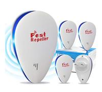 YESLUSY 4 Pcs Répulsif Ultrason Anti Moustique, Répulsif Ultrasonique Contre Les Nuisibles, pour Souris, Fourmis, Mouches, Araignées, Cafards, Puces et Insectes