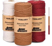 YESLUSY Corde Macramé 3mm x 100m, Fil Macramé en Coton Naturel de Qualité Supérieure pour Bricolage, Artisanat, Tapisserie, Tricot, Noël, Décoration Boho