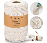 YESLUSY Fil Macramé en Coton Naturel de Qualité Supérieure - 4mmx200m - Parfait pour Bricolage, Artisanat, Plante Suspendue, Décoration Boho, Suspension, Cintre de Plantes