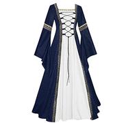 YESOK 2023 Deguisement Medieval Femme Adulte Robe Médiévale Rétro pour Femme Grande Taille Victorienne Reine Costume Manches Flares Robe Vintage Adulte Manches Longues pour Carnaval Halloween Fête