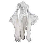 YESOK 2023 Robe de soirée Longue pour Femme Halloween Grecque Déesse Grecque Femme Costume Sexy Fente Robe Blanche Rétro Européenne Moyen Âge Fête Costume Personnage mythologie Antique Maxi Robe