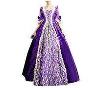 YESOK 2023 Robe Rétro Médiévale Femme avec Manches Trompette Halloween Cosplay Victorienne Renaissance Médiévale Grandes Tailles Gothique Robe Reine Femme Fête Maxi Carnaval Princesse Costume Longue