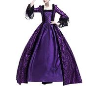YESOK 2023 Robe Rétro Médiévale Femme Grande Taille Manches Trompette Reine Victorienne Renaissance Gothique Maxi Vintage Adulte Deguisement Carnaval Halloween Cosplay Fête