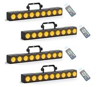 Yespick 4 Pièce LED RGBW Wallwasher,Lampe de Scène,9 x 6W Lumière Disco avec dmx Contrôle et télécommande,Barre Lumineuse LED Pour Mariage,DJ,Discothèque,Extérieur,Noël,Halloween,Fête,Effets