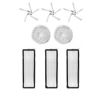 Yessetry Lot de 8 pièces de rechange pour aspirateur robot W10 lavable HEPA Filtre Mop Mop Brosse latérale