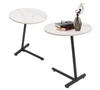 YESTAIM Petite table basse ronde en marbre noir et blanc avec base en fer - Plateau en pierre moderne - Table d'appoint décorative pour salon, chambre à coucher, petits endroits - 50 cm