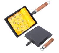 YESTAIM Poêle à omelette antiadhésive japonaise Tamagoyaki - Mini poêle à frire rectangulaire avec manche en bois - Accessoire de cuisine - 18,5 x 15,5 cm
