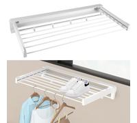 YESTAIM Séchoir Mural Protect Sèche Linge Dépliable avec Support de Séchage Télescopique pour Salon 4 Barres étendoir à Linge Robuste pour intérieur et Extérieur d'étendage